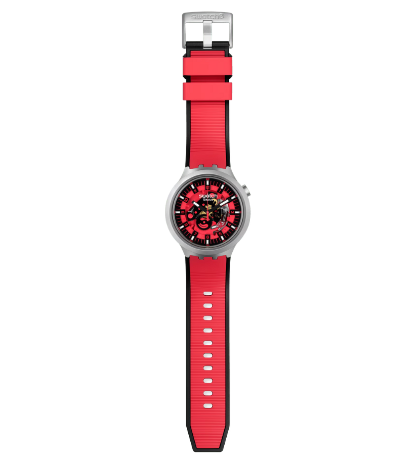 Montre 'Red Juicy' Montre surdimensionnée Montre SB07S110 Montre Quartz Montre avec bracelet en caoutchouc Montre rouge Montre résistante à l'eau Collection Le Comptoir des Montres Montre avec boîtier en acier inoxydable Montre avec aiguilles lumineuses Montre avec fermoir demi-boucle Montre audacieuse Cadeau parfait pour les amateurs de montres Montre de luxe Montre unique.""""