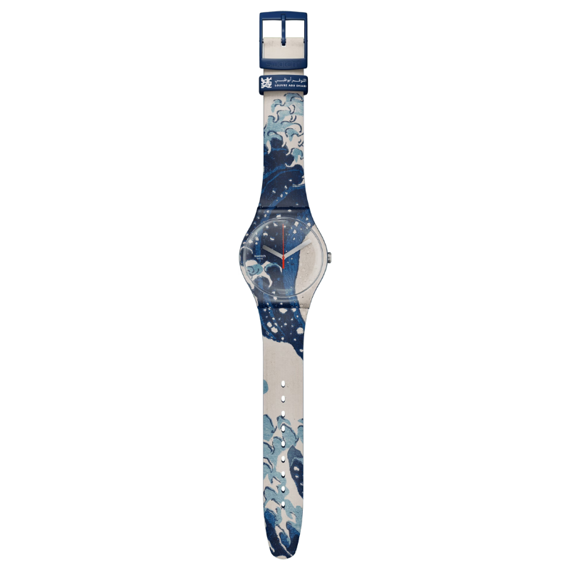 Montre Katsushika Hokusai La Grande Vague de Kanagawa Montre d'artiste Montre SUOZ351 Montre Quartz Montre étanche Montre avec bracelet en silicone Montre avec boîtier en plastique Collection Le Comptoir des Montres Montre bleue Montre avec cadran bleu Cadeau parfait pour les amateurs de montres Montre avec œuvre d'art imprimée Montre de luxe Montre unique Montre Astrolabe Montre Louvre Abu Dhabi.""""