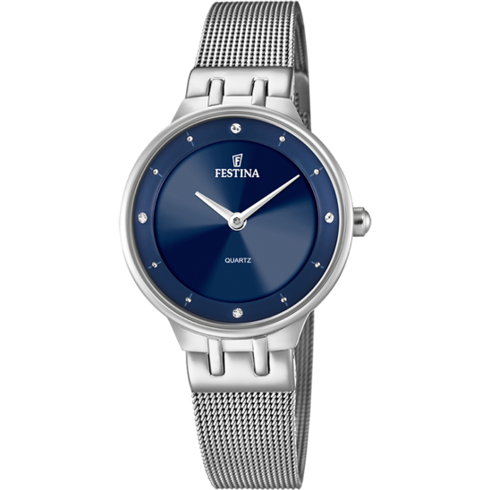 MADEMOISELLE CADRAN BLEU BRACELET EN ACIER INOXYDABLE