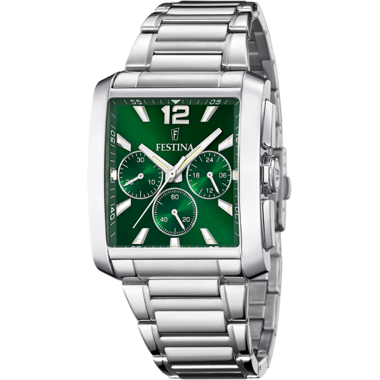 TIMELESS CHRONOGRAPHE CADRAN VERT BRACELET EN ACIER