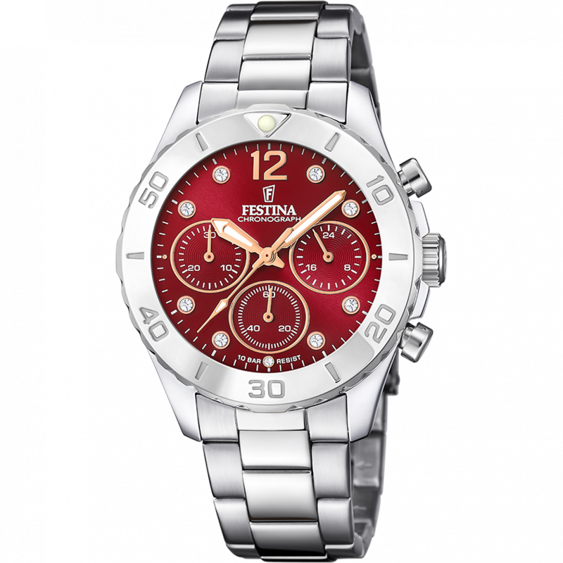 BOYFRIEND CADRAN ROUGE BRACELET EN ACIER INOXYDABLE