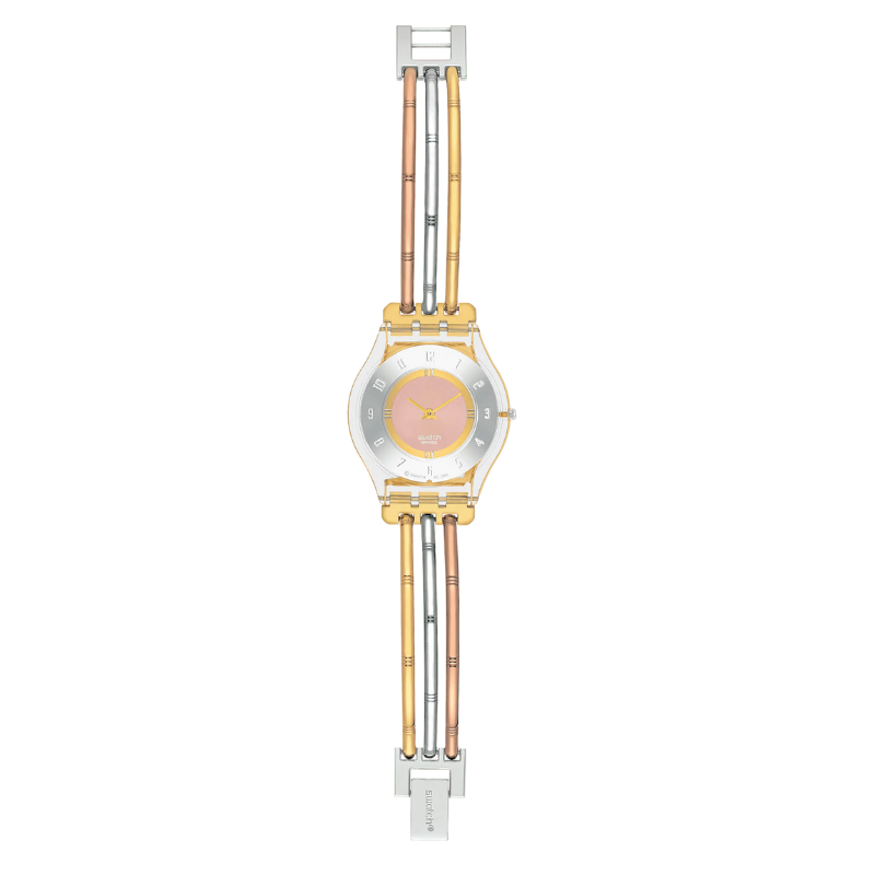 Montre 'Tri-Gold'  Montre SS08K101  Montre Quartz  Montre avec bracelet en acier inoxydable ajustable  Montre jaune  Montre résistante à l'eau  Collection Le Comptoir des Montres  Montre avec boucle bijoux  Montre biosourcée  Cadeau parfait pour les amateurs de montres  Montre de luxe  Montre unique  Montre élégante  Montre durable."