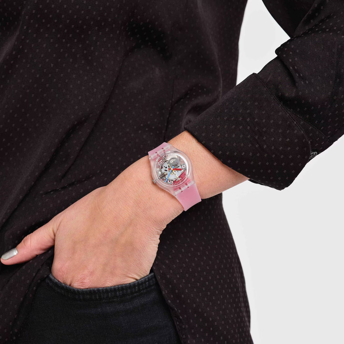 Swatch CLEARLY RED STRIPED 34 mm