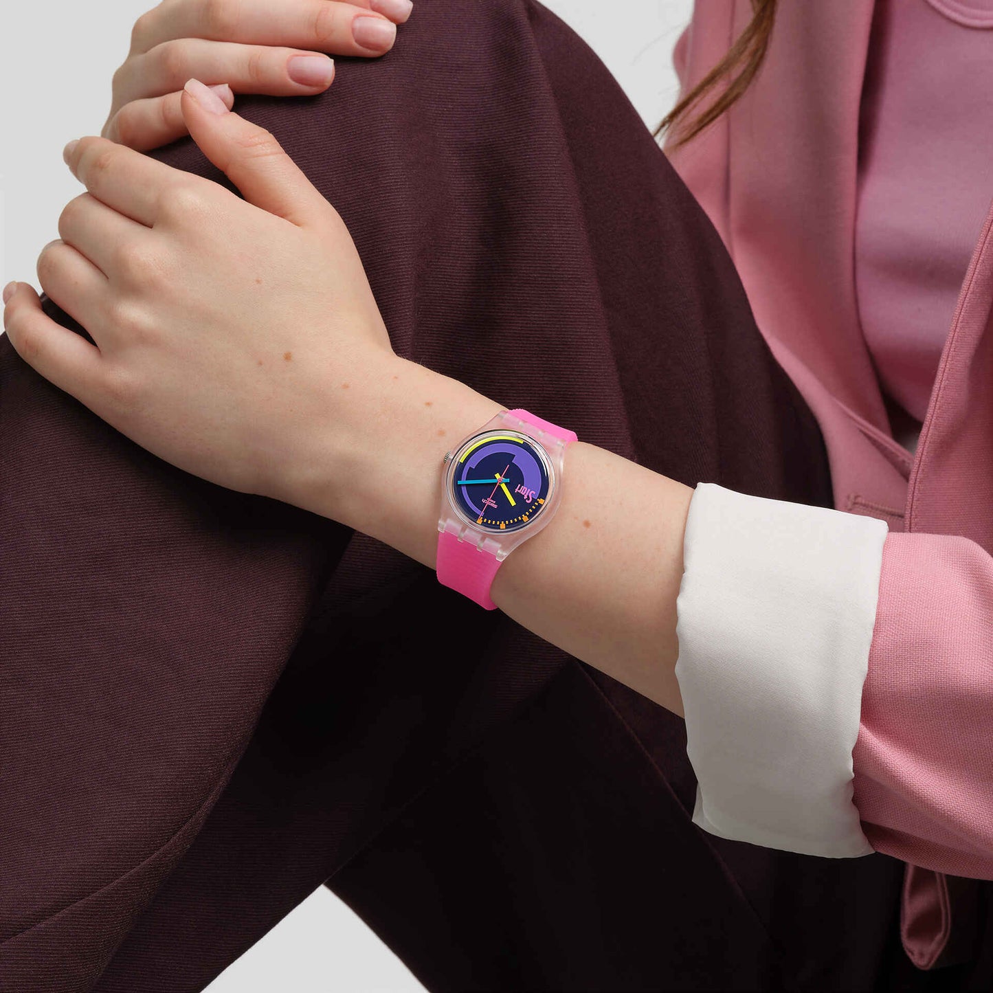 Swatch NEON PINK PODIUM 34 mm