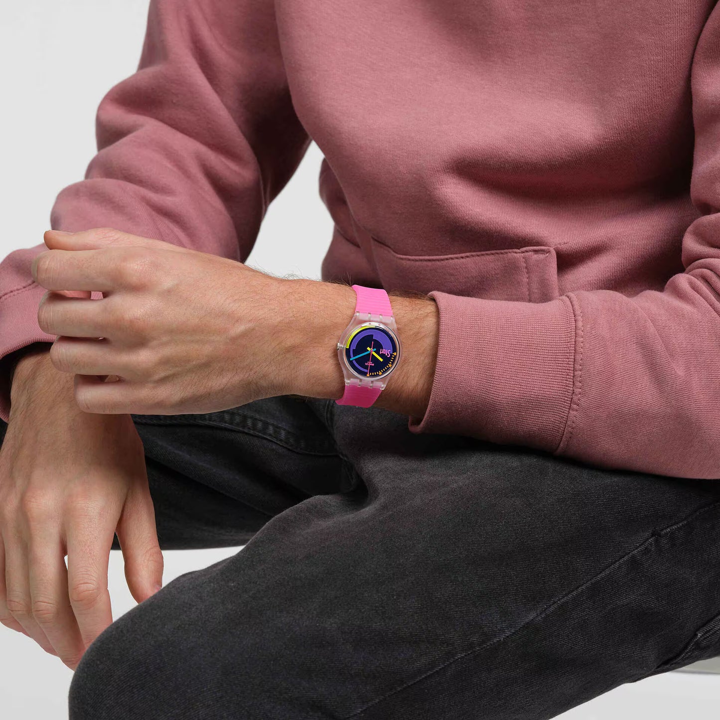 Swatch NEON PINK PODIUM 34 mm