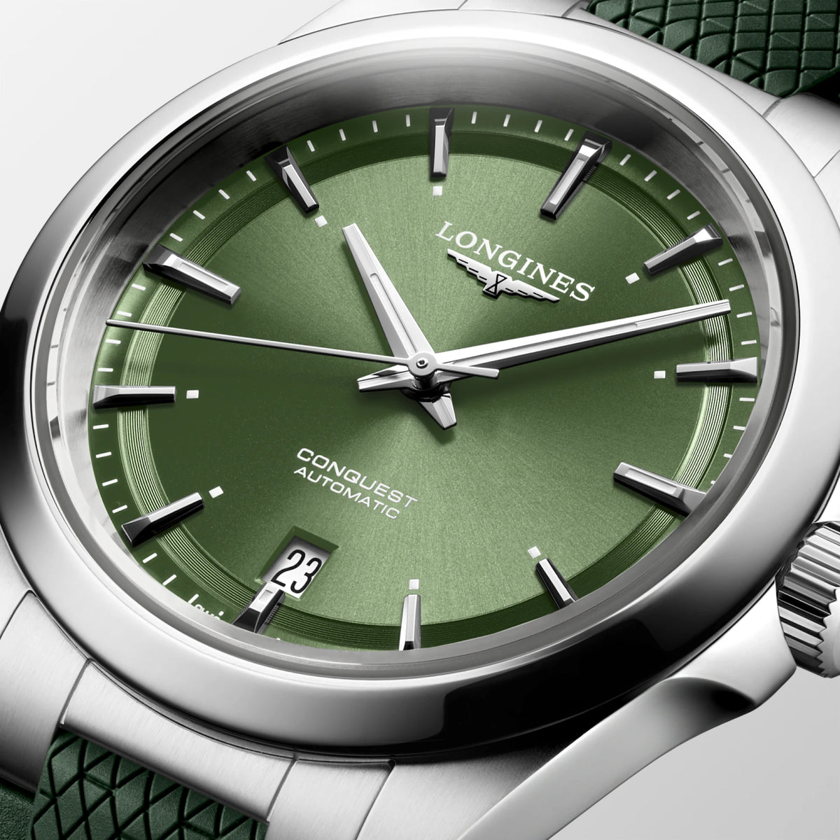 Longines Conquest Homme Automatique Cadran Vert et Bracelet Caoutchouc – L3.720.4.02.9