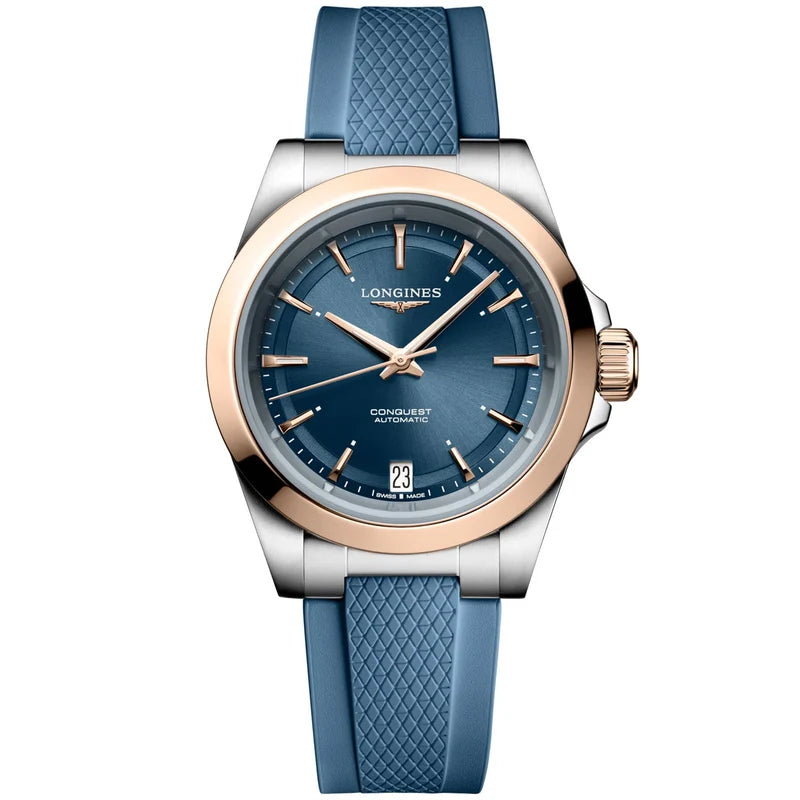 Longines Conquest Femme Automatique Bicolore Or Rose et Cadran Bleu – L3.430.5.92.9