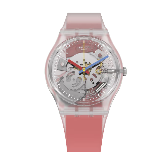 Swatch CLEARLY RED STRIPED 34 mm