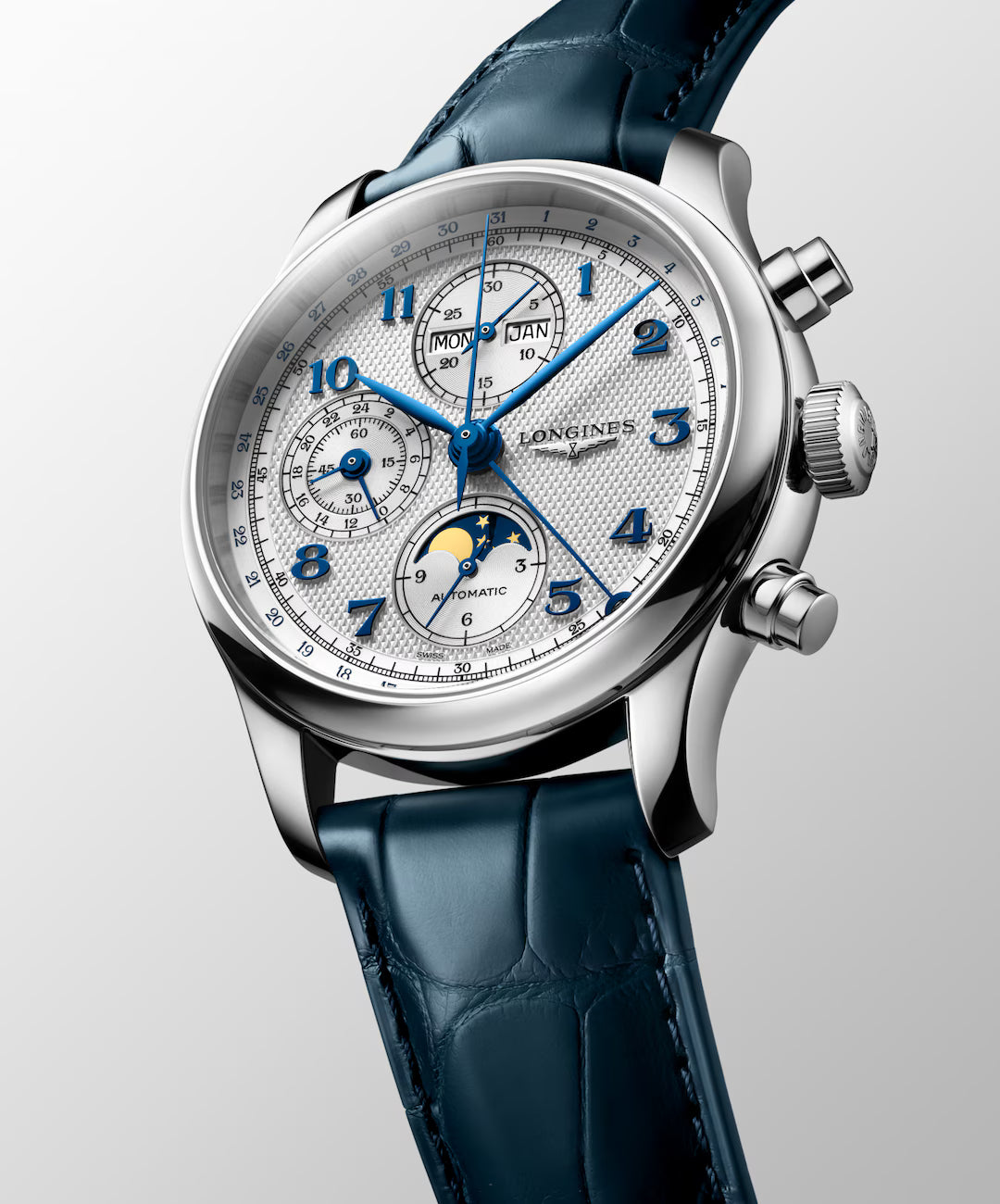 Longines Master Collection Chrono Moonphase Homme Automatique Cadran Argenté – L2.962.4.73.2