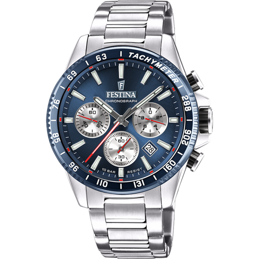 TIMLESS CHRONOGRAPHE BLEU  BRACELET D’ACIER