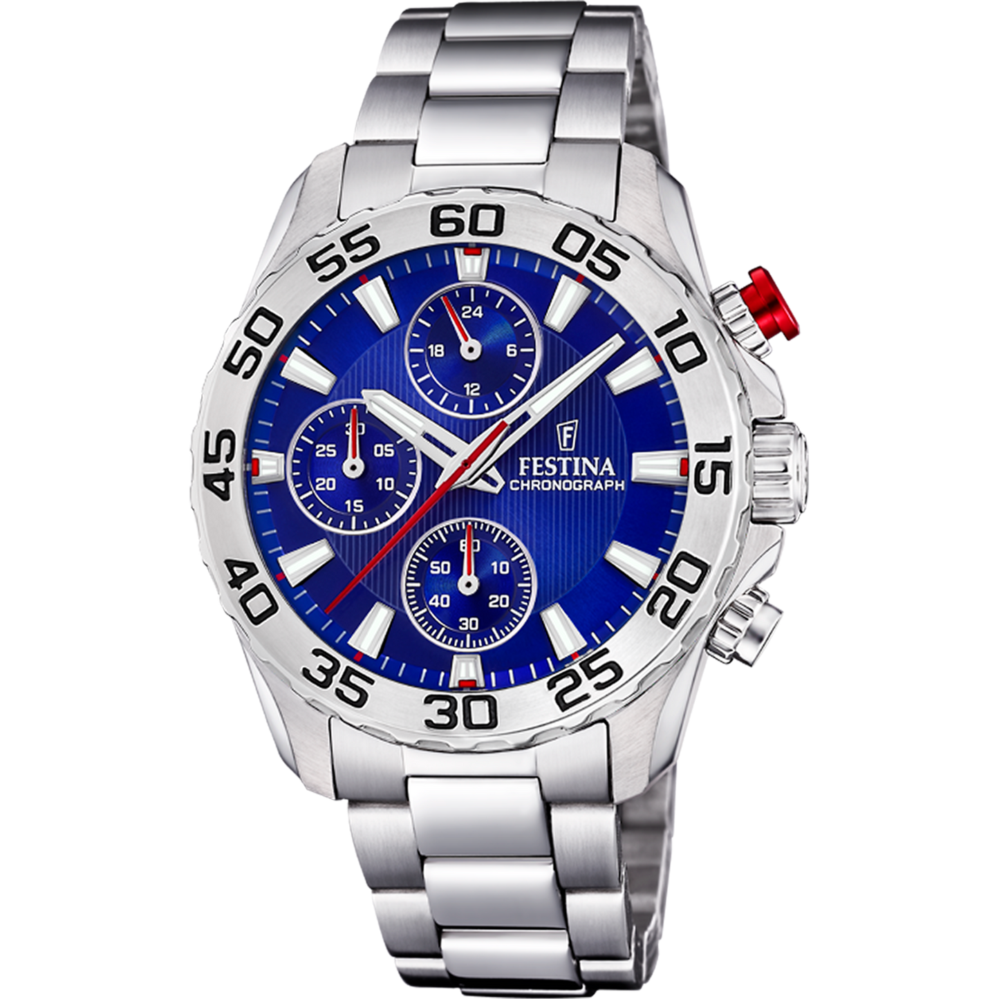 JUNIOR CHRONOGRAPHE CADRAN BLEU BRACELET EN ACIER INOXYDABLE