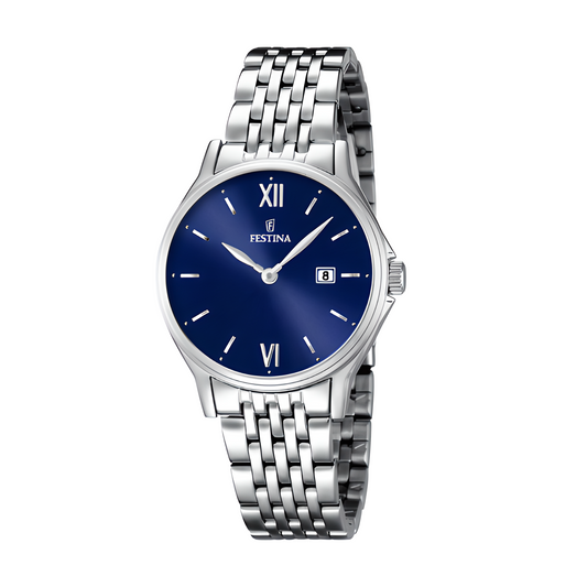CLASSICS CADRAN BLEU BRACELET EN ACIER INOXYDABLE